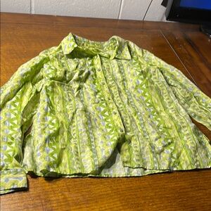 Sigrid Olsen Green Patterned Shirt